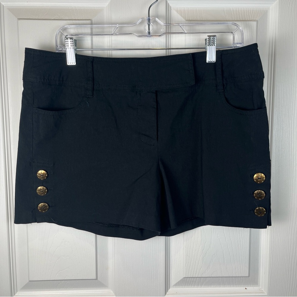 Women’s Black Bisu Bisu Shorts With Gold Tone Buttons Size 12 Spring Summer